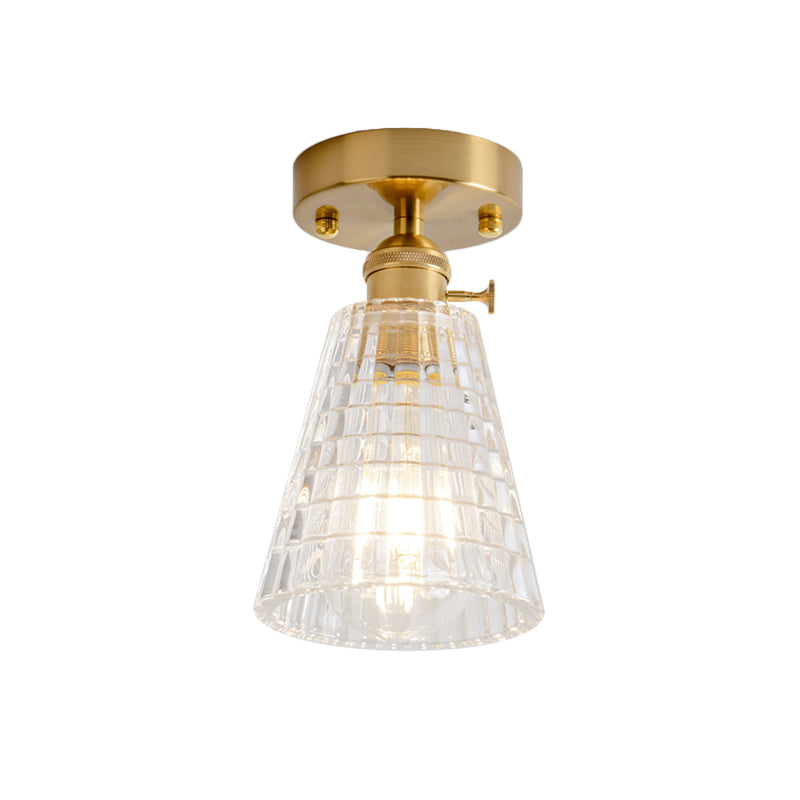 Industrial Chic Meets Modern Versatility: The Clear Glass Single - Light Gold Ceiling Light