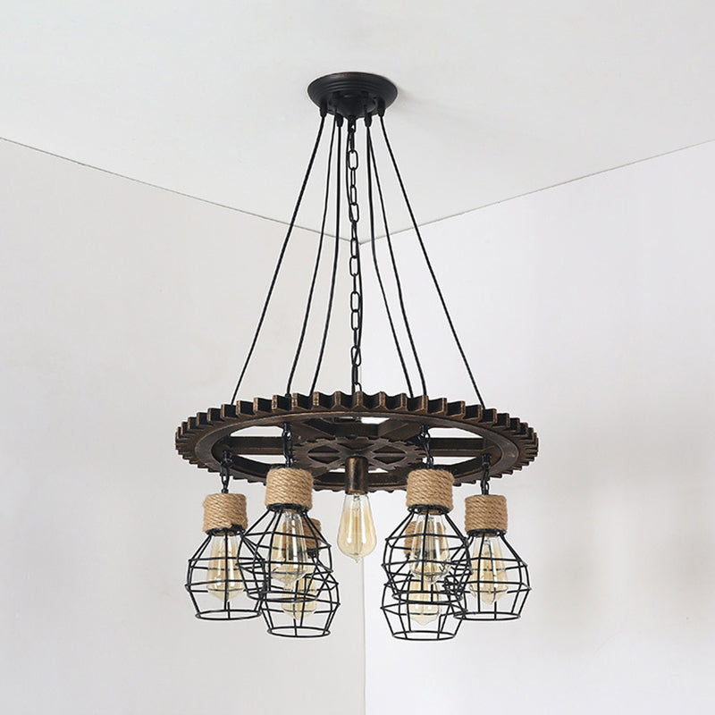Cora Iron Antique Style Pendant Light - 5/7 - Head With Wire Guard