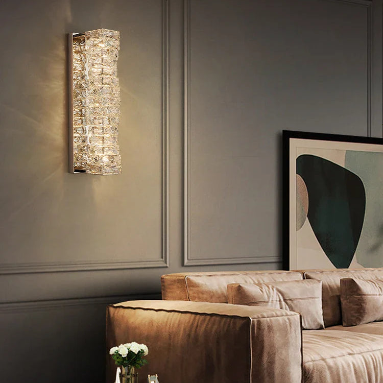 Chloe’s - 3 Color Temperature Wall Lamp Crystal K9 Led Light Chrome Gold Indoor Bright Sconce For