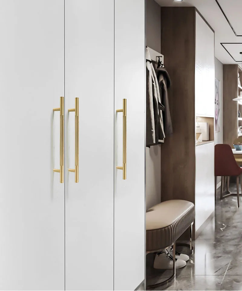 Cutting Diamond Knurled Brass Cabinet Handles – Textured Wardrobe Pulls and Drawer Knobs Handles