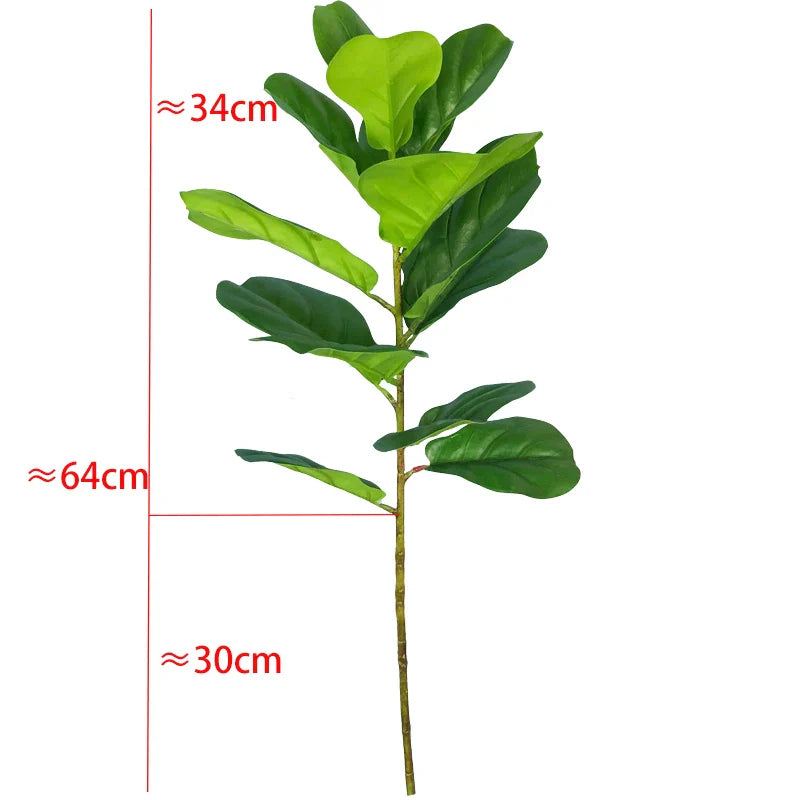Dlight Decor 122cm Large Ficus Tree Branch with Tropical Rubber Leaves 122cm and 64cm