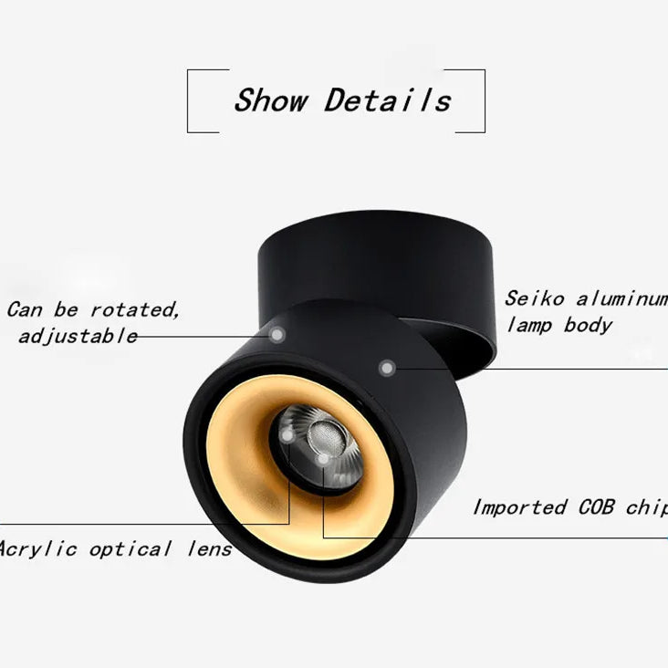 Recessed Led Light Spot - Plafond Downlight With Surface Cob Dimmable Ceiling Lamps In 9W 12W 15W