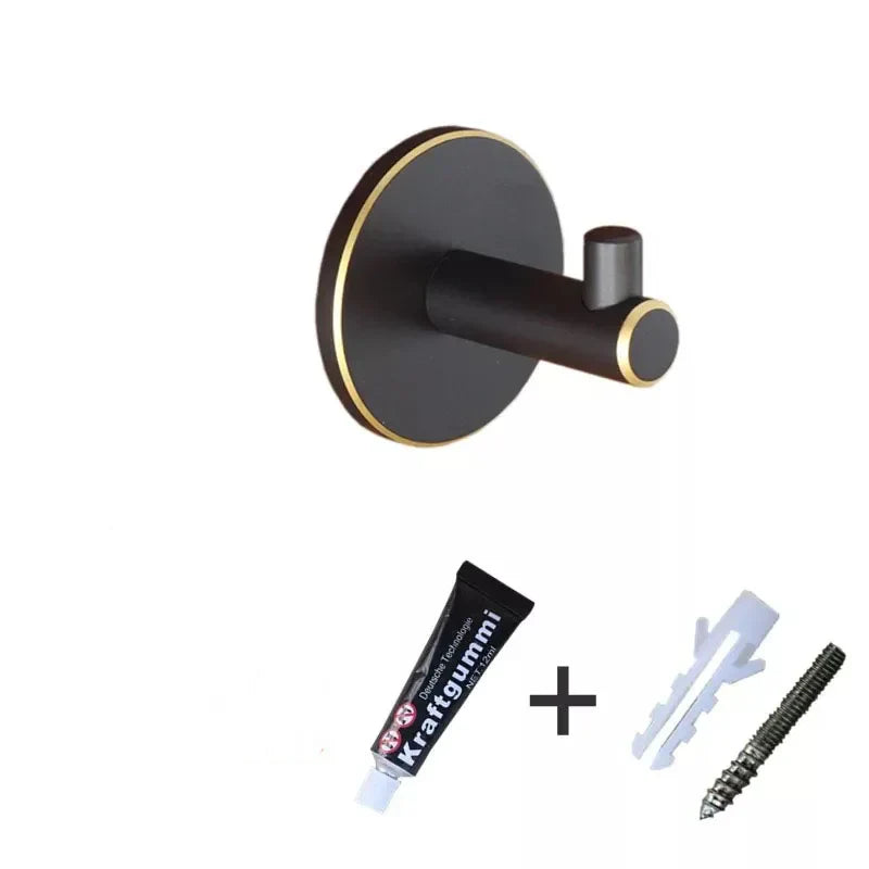 Brass Wall Hook – Gold and Black Towel Hanger for Bathroom Kitchen and Bedroom Storage black with gold 1 wall Hook