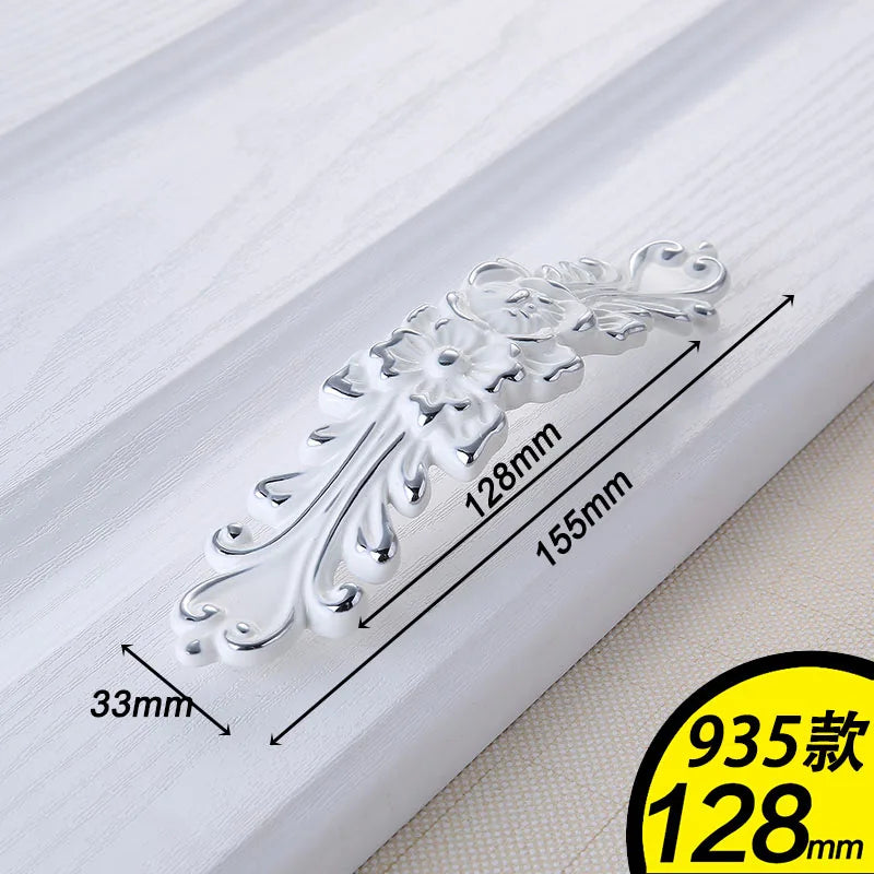 European Ivory White Cabinet Handle – Elegant Zinc Alloy Drawer Pulls for Dressers Closets and Cupboards (96mm) 935-128