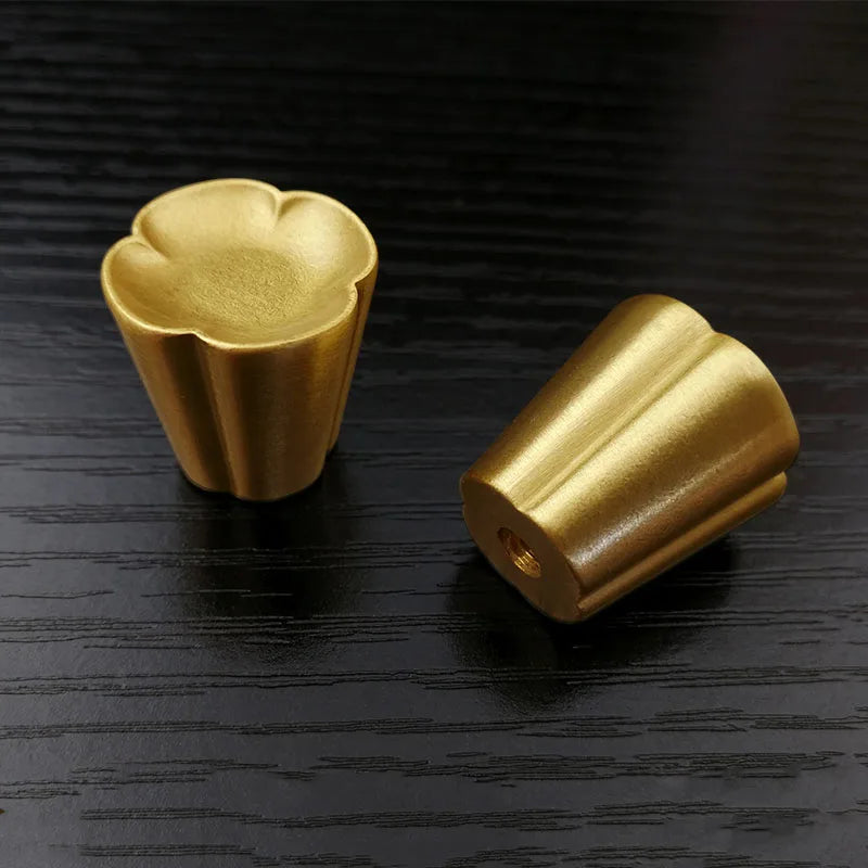 Solid Brass Flower Cabinet Knobs – Single Hole Drawer Handles for Wardrobes and Dressers knob