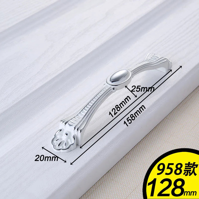 European Ivory White Cabinet Handle – Elegant Zinc Alloy Drawer Pulls for Dressers Closets and Cupboards (96mm) 958-128