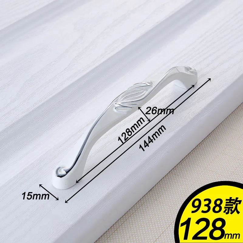 European Ivory White Cabinet Handle – Elegant Zinc Alloy Drawer Pulls for Dressers Closets and Cupboards (96mm) 938-128