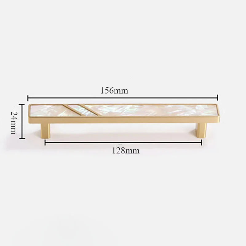 Brass Furniture Handle with Natural Shell – Modern Wardrobe Drawer and Dresser Knobs white 156mm Handles