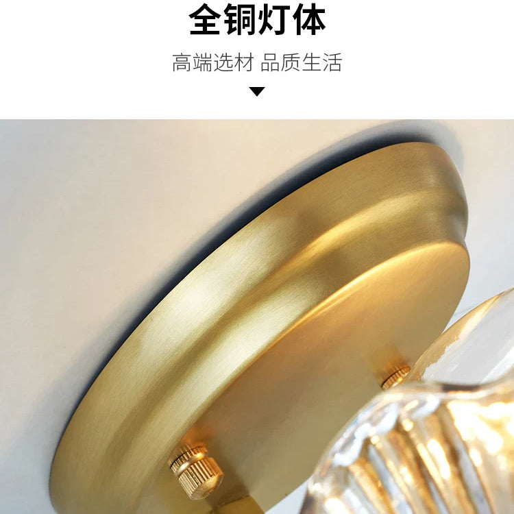 Madison - Fancy Modern Glass Shell Lampshade Indoor Bathroom Waterproof Next Wall Lamp Led Brass