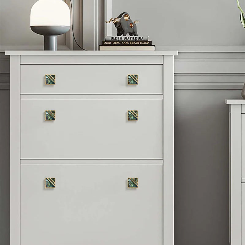 Brass Furniture Handle with Natural Shell – Modern Wardrobe Drawer and Dresser Knobs Handles