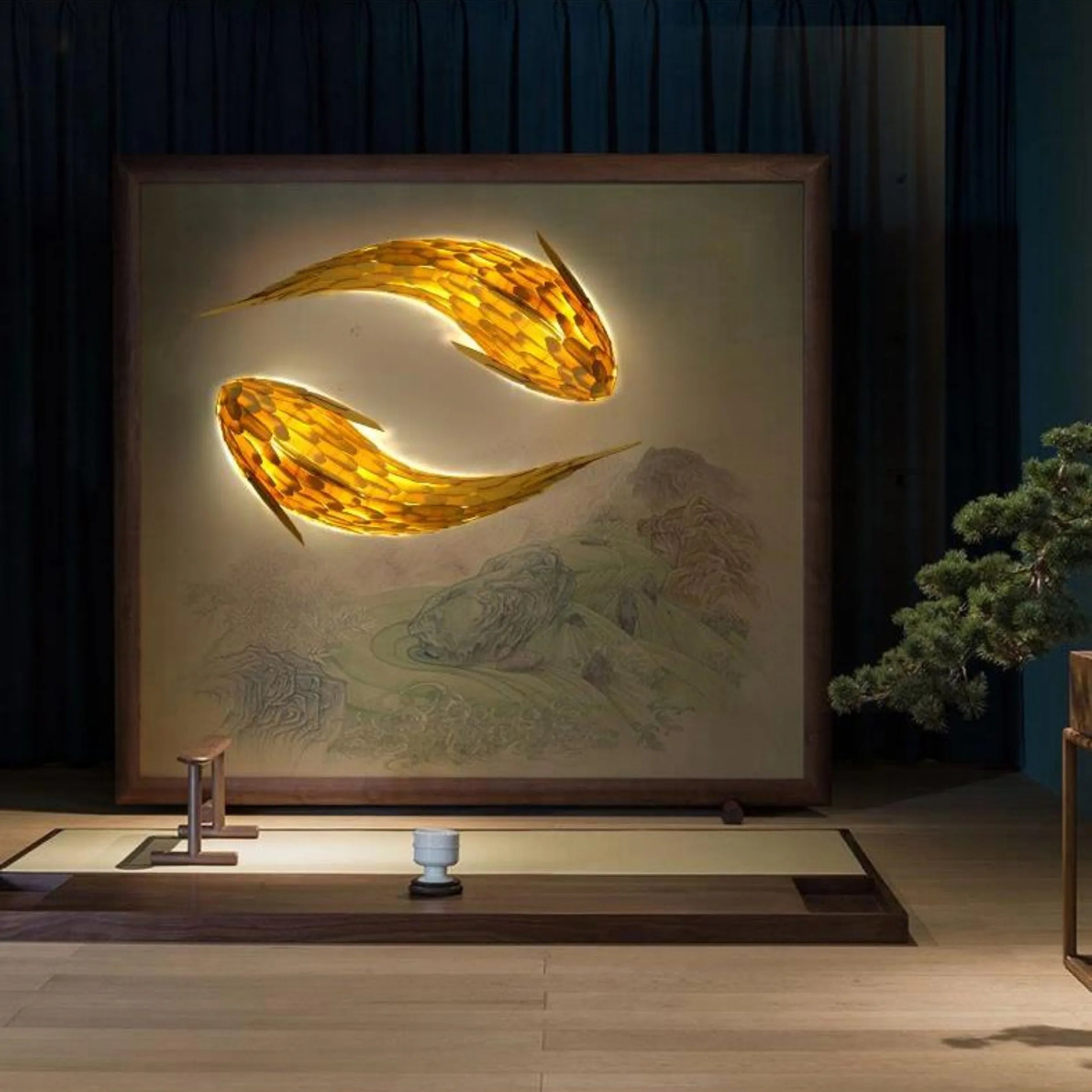 Dlight Decor Japanese Fish Wall Lamp Sculpture Wall Art