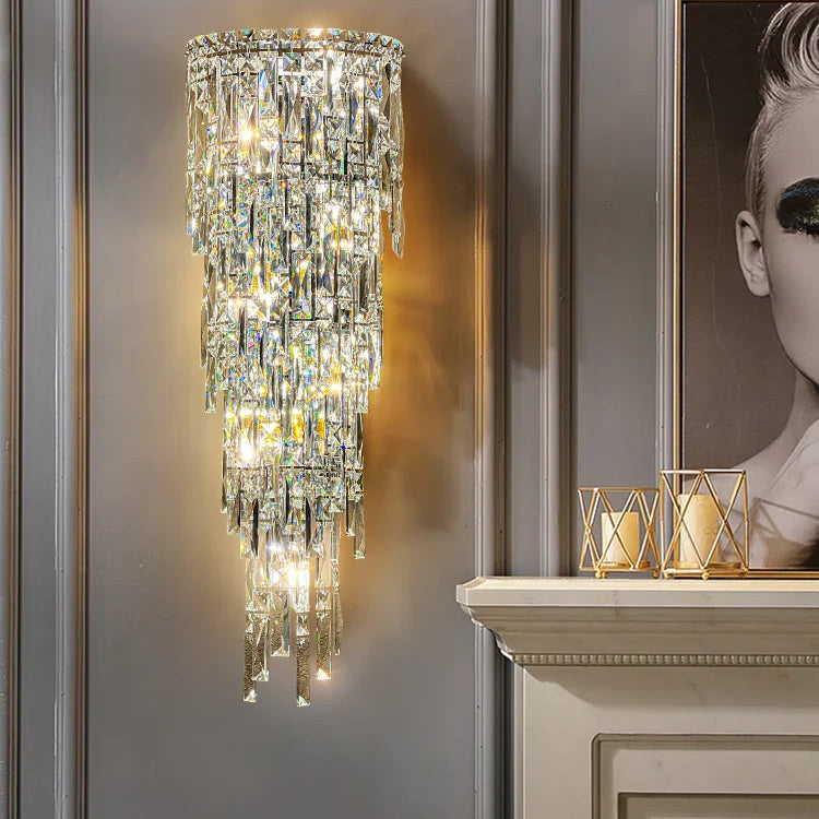 Elena’s Multi - Layer Crystal Pendant Wall Lamp - High - Quality Elegance For Your Living Spaces