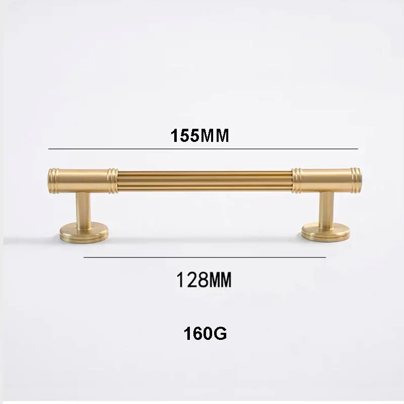 Gold Brass Vertical Linear Cabinet Handles – American-Style Wardrobe and Bar Pulls 155mm Handles