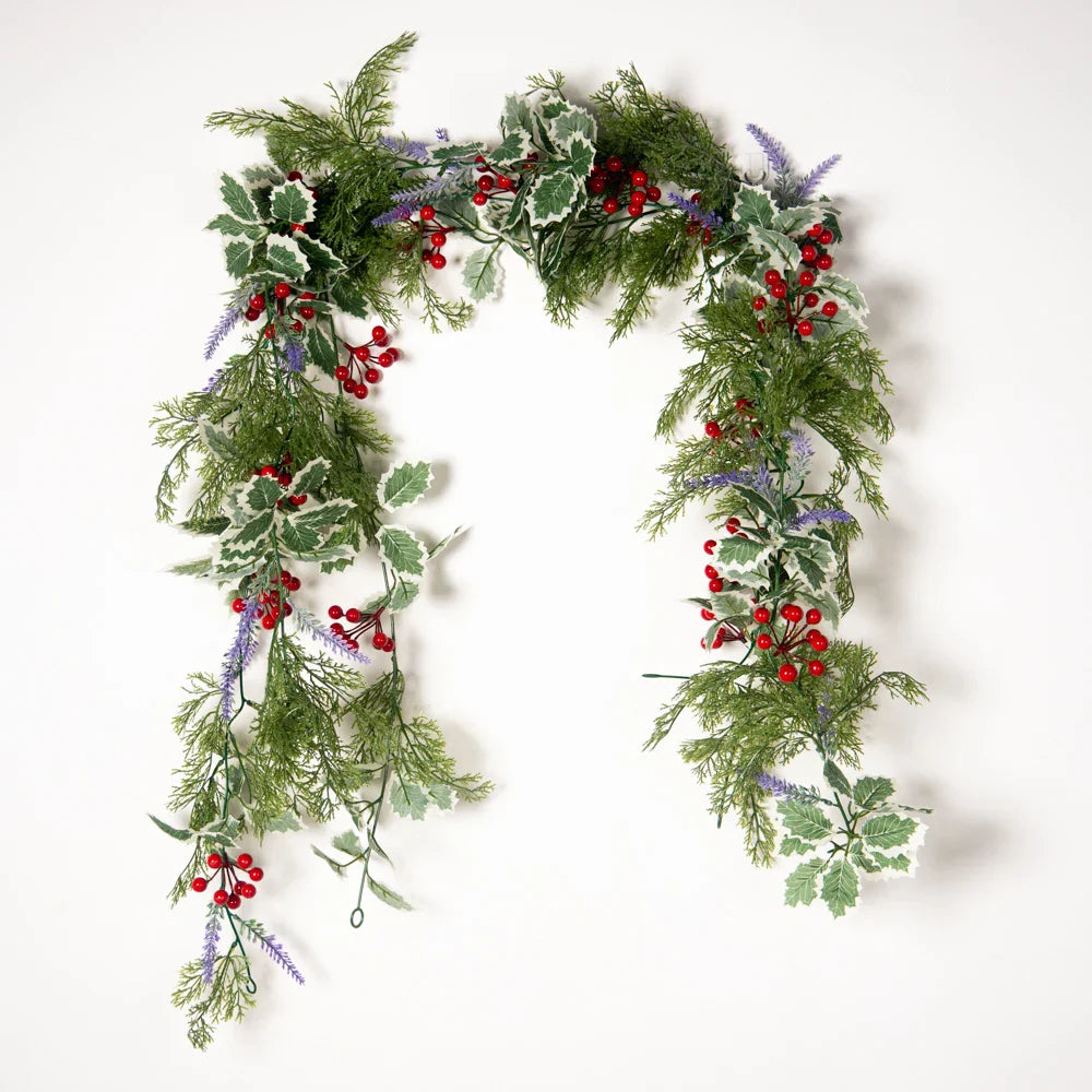 Dlight Decor 180cm Christmas Vine with Pine Leaves and Red Berries
