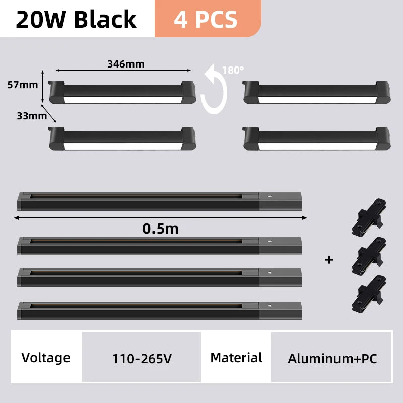 Rail Floodlight LED Clothing Store Track Light Kitchen Balcony Studio Whole Set Led Spot Lamp Home Modern Decoration