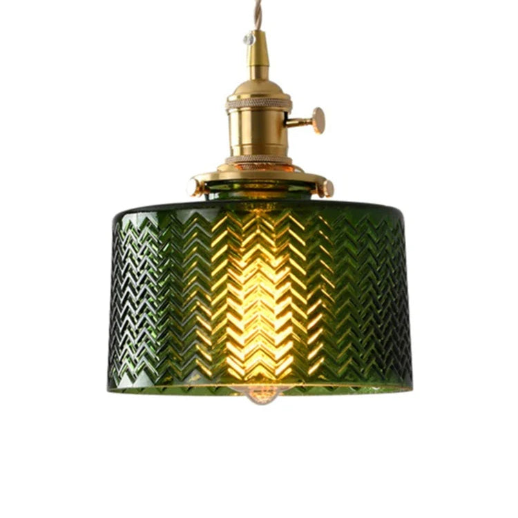 Vintage Brass Green Glass Pendant Light - Illuminate Your Dining Room Bar Or Bedroom With