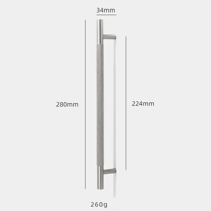 Solid Brass Knurled Cabinet Handles – Brushed Nickel Wardrobe Pulls and Textured Bar Knobs 280mm Handles