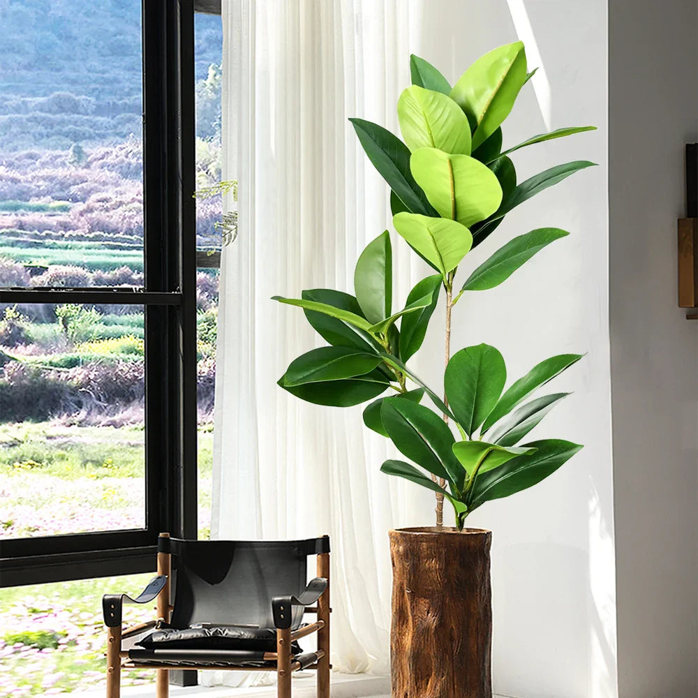 Dlight Decor 140cm Banyan Tree with Real Touch Fiddle Leaves for Home and Office Decor