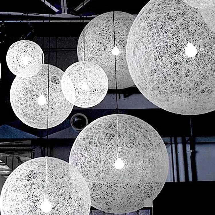 Nordic Rattan Weaving Spherical Chandelier Led Pendant Lights For Living Room Loft Hanging Lamp
