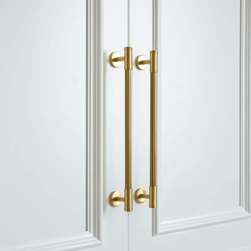 Gold Brass Vertical Linear Cabinet Handles – American-Style Wardrobe and Bar Pulls Handles