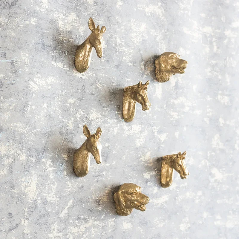 Luxury Brass Solid Handle Pure Copper Animal Shape High-grade Gold Wardrobe Dresser Drawer Cabinet Pulls Furniture
