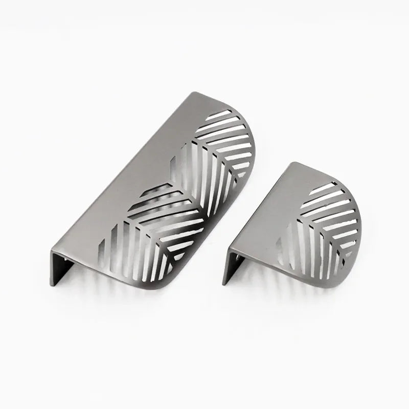 Modern Gold Leaf Cabinet Handles - Brushed Zinc Alloy Hollow Pulls for Furniture and Drawers Handles