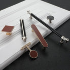 Modern Leather and Zinc Alloy Cabinet Handle – Elegant Drawer Pulls for Kitchen Wardrobe and Furniture (96mm) Handles