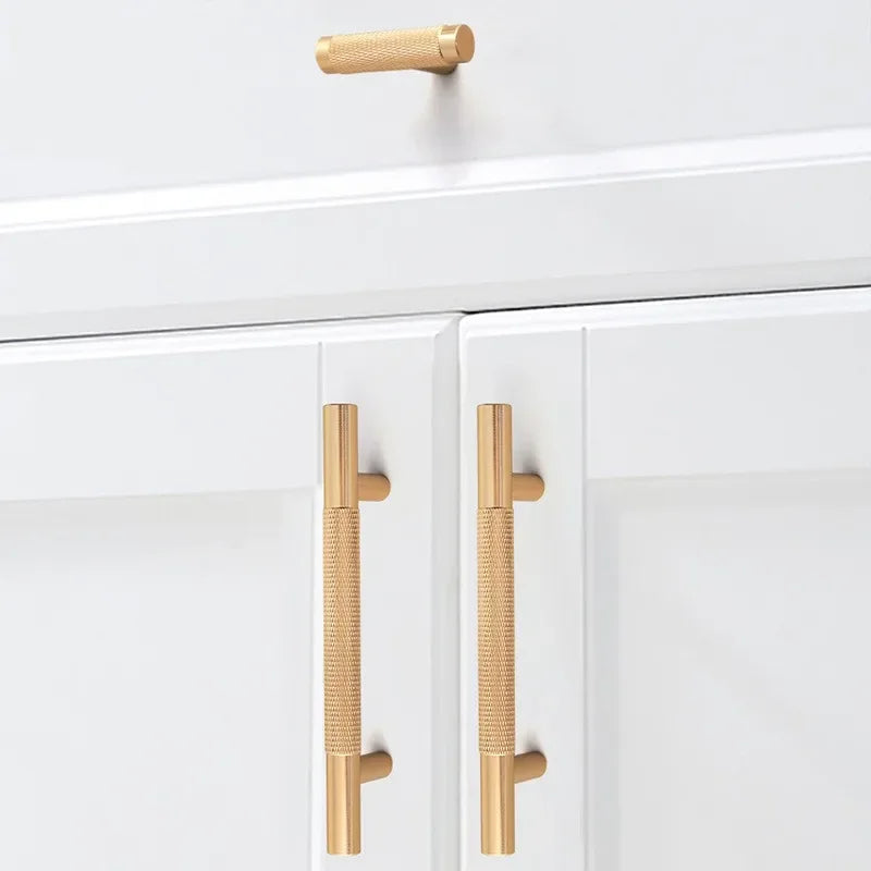 Long Knurled Aluminum Alloy Cabinet Handles – Kitchen Drawer Pulls and T-Bar Wardrobe Furniture Hardware Handles