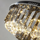 Modern Led Crystal Ceiling Chandelier - Creative Home Decor Lamp In Round Luxury Design (Black Gold