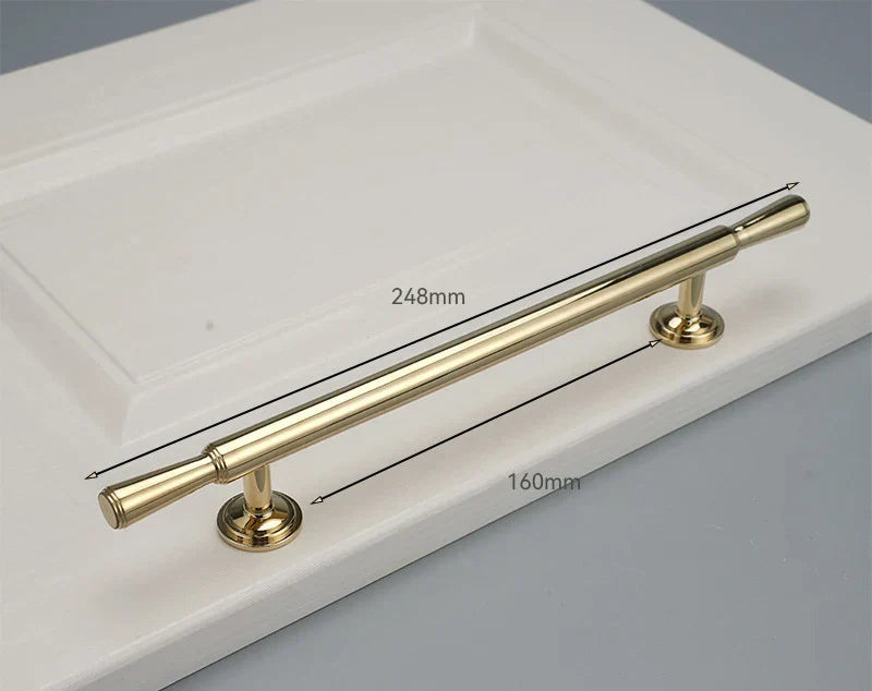 Chrome and Polished Gold Brass Furniture Handles – Modern Cabinet Drawer and Wardrobe Knobs 2030-PG 248mm Handles