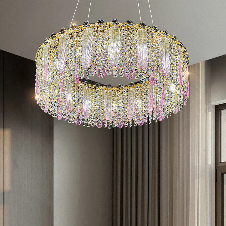 Elegant Feather Crystal Chandelier - A Light Luxury Masterpiece For Bedrooms Living Rooms