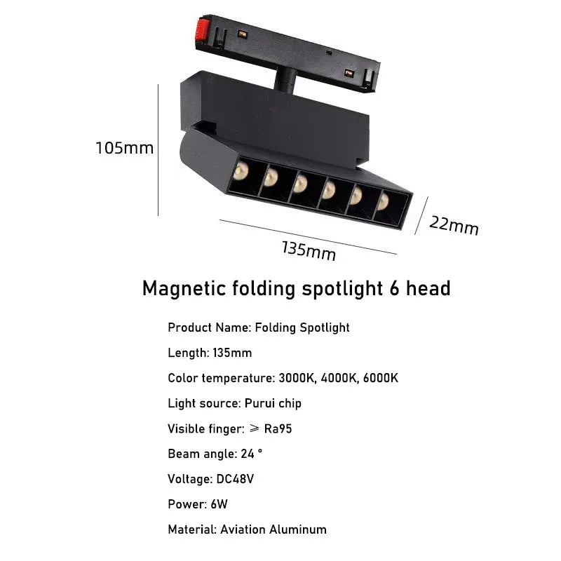LED Magnetic Folding Spotlight Track Light Industrial Fashion Decor Lamp No Main Light Modern Design Popular Cool