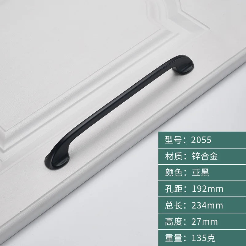 Minimalist Zinc Alloy Cabinet Handles - American Style Drawer Knobs for Wardrobes and Furniture black-192 Handles