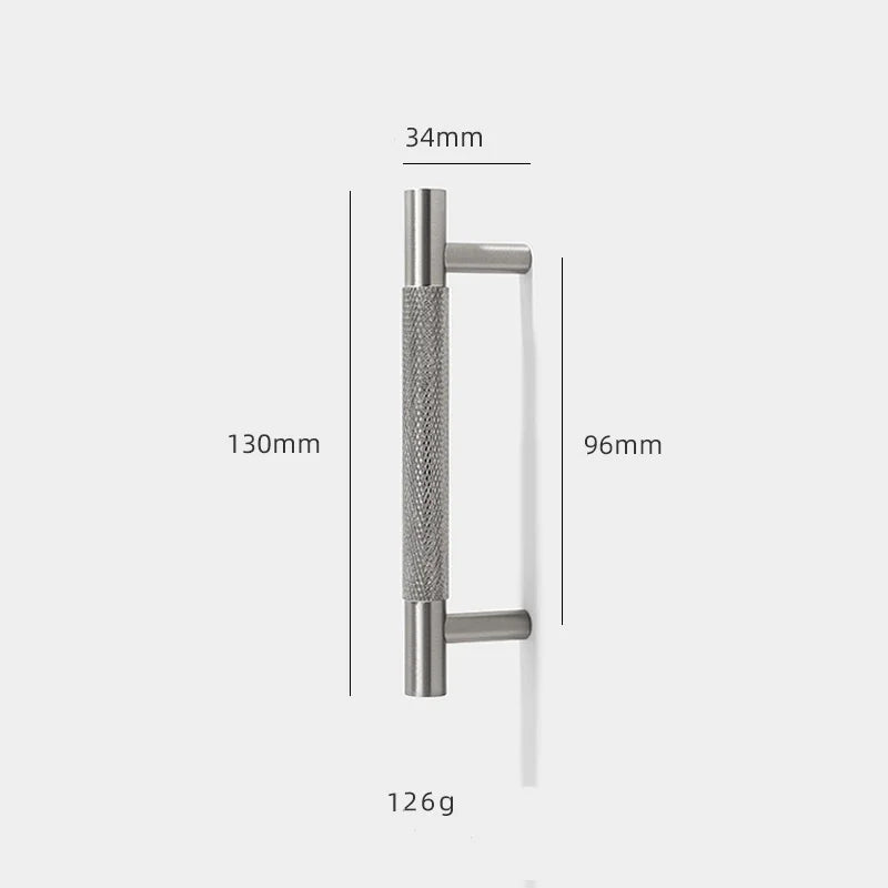 Solid Brass Knurled Cabinet Handles – Brushed Nickel Wardrobe Pulls and Textured Bar Knobs 130mm Handles