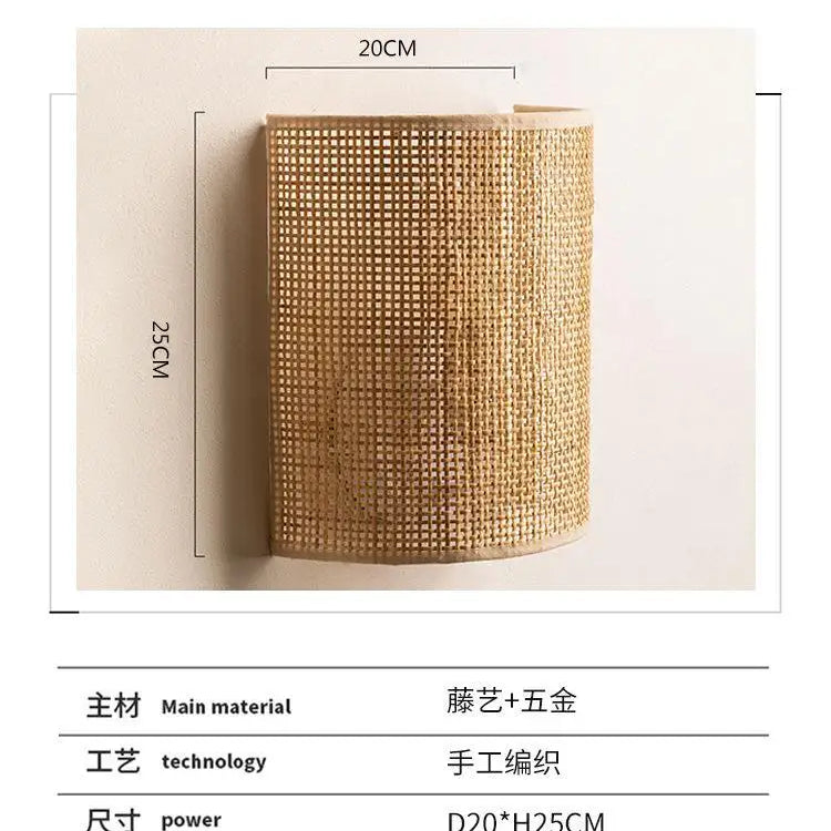 Southeast Asian Rattan Wall Lamp - Artistic Led Lighting For Living Rooms Bedrooms And Corridors