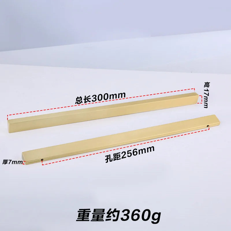 Brass Trapezoidal Cabinet Handles - High-End Golden Drawer Pulls for Wardrobes and Furniture Brass-256mm Handles