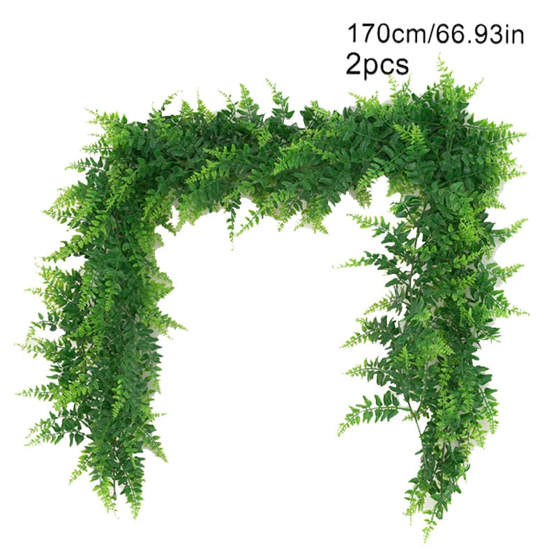 Dlight Decor 175cm Tropical Fern Vine Hanging Plant for Home and Garden Wall Decor 170cm 2pcs