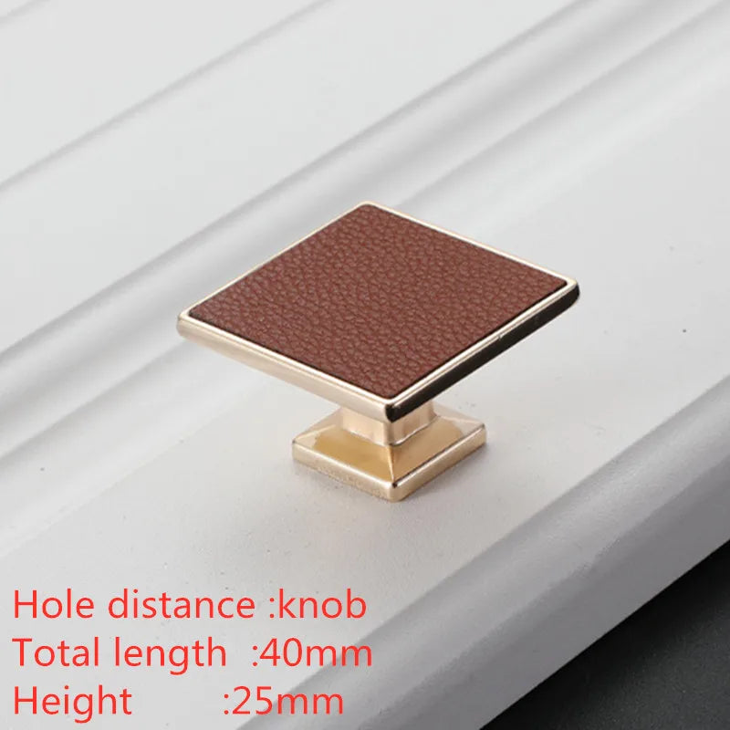 Modern Leather and Zinc Alloy Cabinet Handle – Elegant Drawer Pulls for Kitchen Wardrobe and Furniture (96mm) red