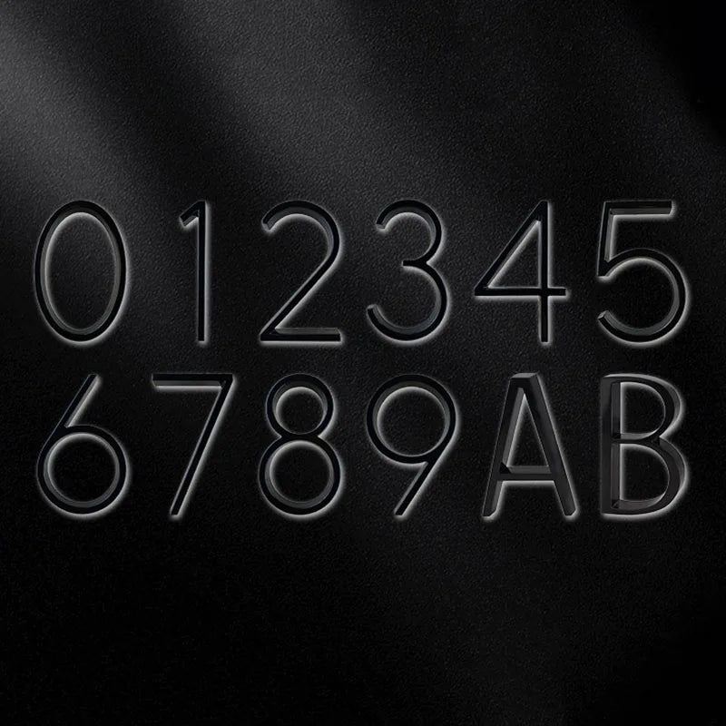 125mm 3D Black Zinc House Numbers – Arabic Numerals with Floating Doorplate Holder Brass Letters