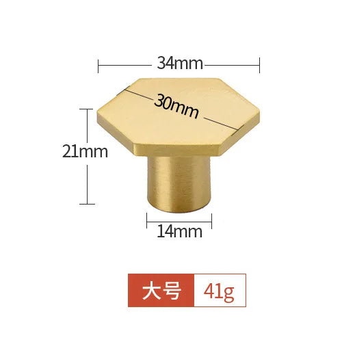 Modern Pure Brass Cabinet Handles - Single Hole Brushed Gold Drawer Knobs for Kitchen and Wardrobes 9-large Knonbs