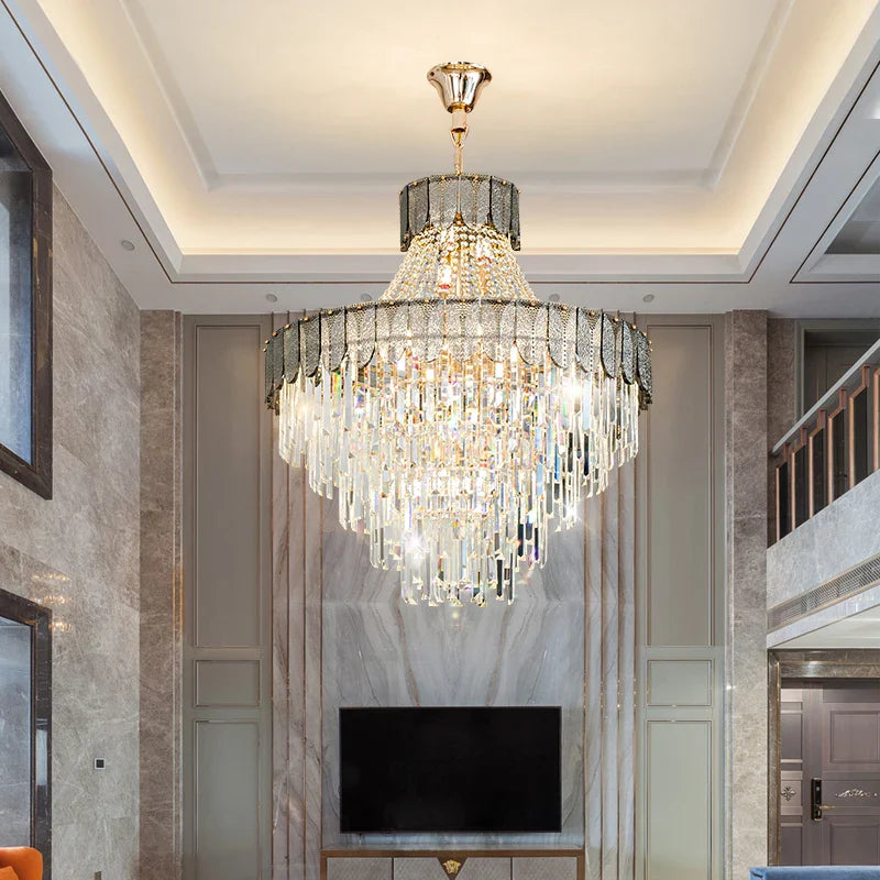 View of High-End Crystal Chandelier - Artistic Lighting for Living and Dining ...