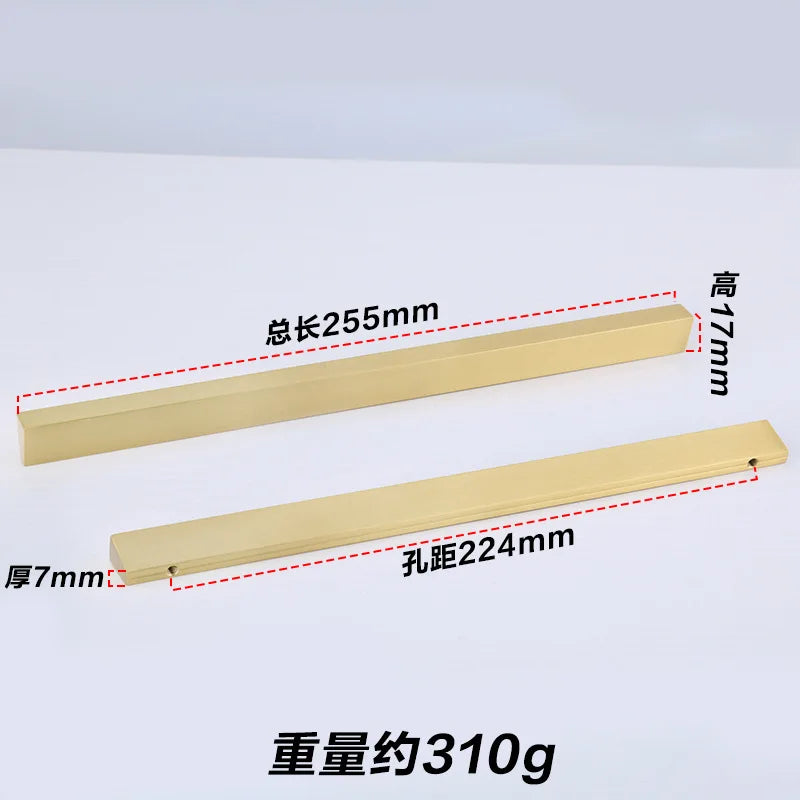 Brass Trapezoidal Cabinet Handles - High-End Golden Drawer Pulls for Wardrobes and Furniture Brass-224mm Handles