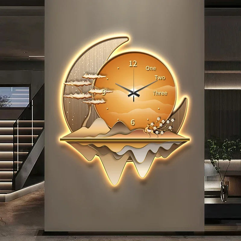 Dlight Decor Clock Wall Light with Luxury Crystal Glow C / 80x66cm / Remote dimming|With lamp Wall Art