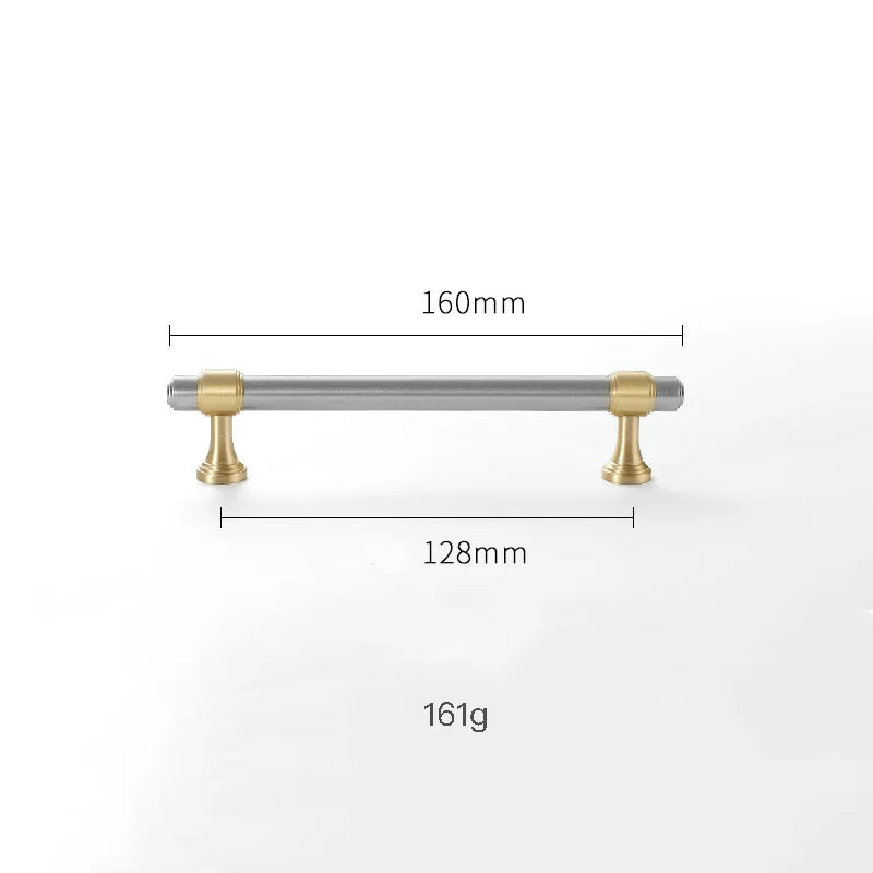 Nickel-Plated Brass Cabinet Handles – Gold and Matte Silver T-Bar Pulls for Wardrobes and Drawers 160mm Handles