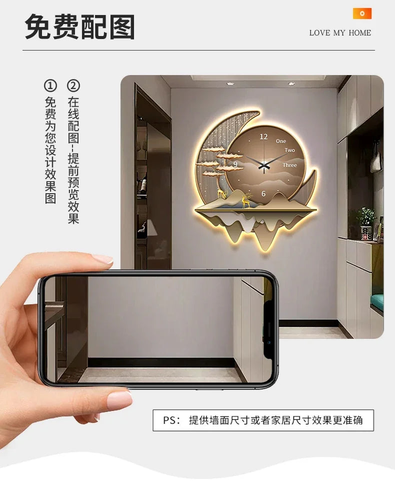 Dlight Decor Clock Wall Light with Luxury Crystal Glow Wall Art