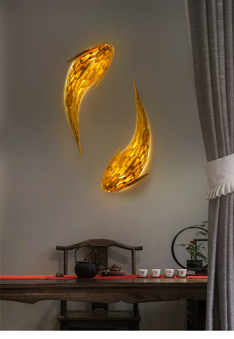 Dlight Decor Japanese Fish Wall Lamp Sculpture Wall Art