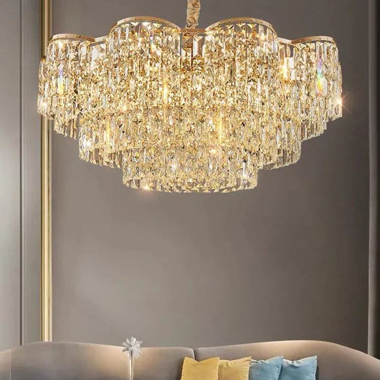 New Design Light Luxury Clean Crystal Chandelier Living Room Lamp Modern Simple Atmosphere Golden