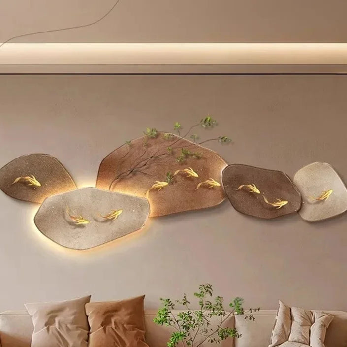 Dlight Decor 3D Nine Fish Wall Lamp Mural Art Wall Art