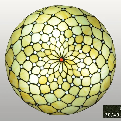 Tiffany Stained Glass Round Ultra - Thin Ceiling Lamp - Elegance For Balconies Corridors Bedrooms