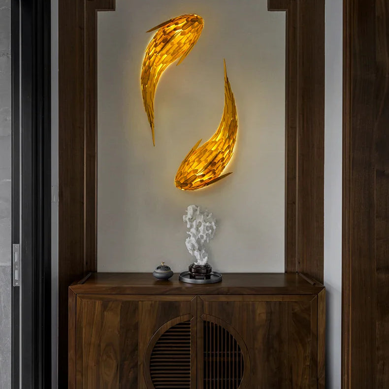 Dlight Decor Japanese Fish Wall Lamp Sculpture Wall Art